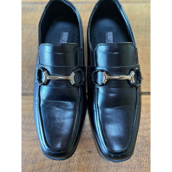 Stacy Adams Boys Solid Black Faux Leather Slip On Loafer Dress Shoes Size 3M - Picture 3 of 12
